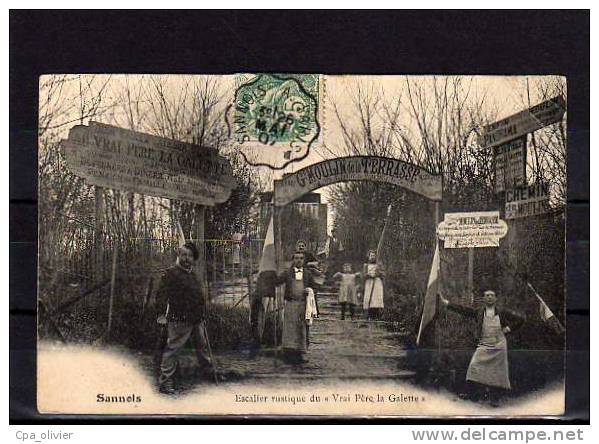 95 SANNOIS Moulin De La Terrasse, Escalier Rustique Du Vrai Père La Galette, Animéen, Beau Plan, Ambulant, Ed ?, 1907 - Sannois