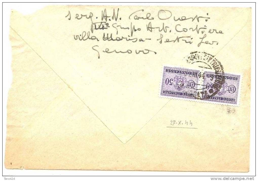 REF LIT5 - ITALIE - LETTRE TAXEE OCTOBRE 1944 - Postage Due