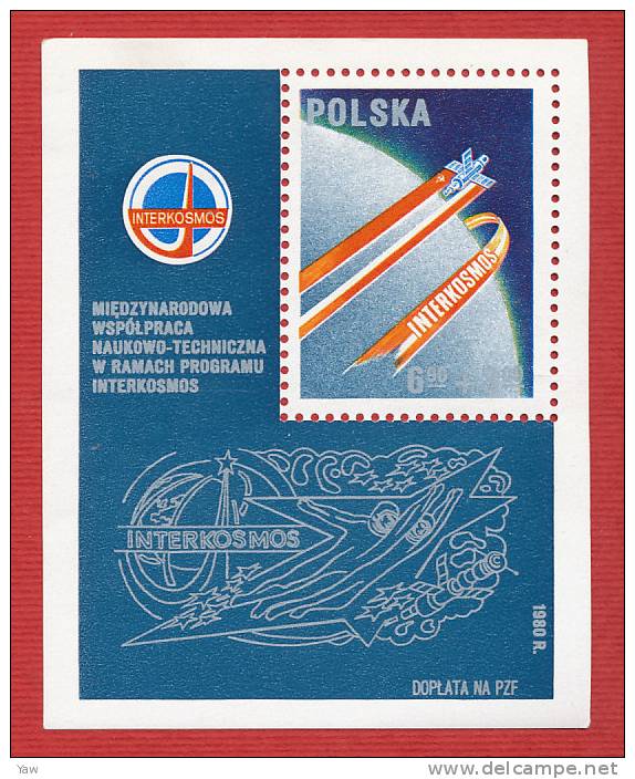 POLONIA  1980  PROGRAMMA "INTERCOSMOS" CON L´U.R.S.S.. BF YT 90 MNH**. - Blocks & Sheetlets & Panes