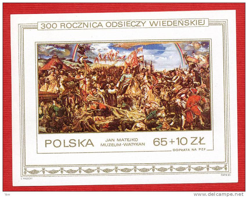 POLONIA  1983  TRECENTENARIO DELLA RIMOZIONE DELLA SEDE DI VIENNA. OPERA DI JAN METEJKO. BF YT 101  MNH** - Blokken & Velletjes