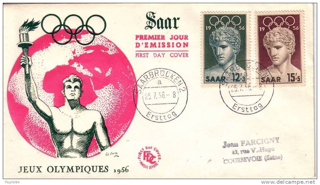 JEUX OLYMPIQUE 1956- SARBRUCKEN 2 27-7-1956 -1er JOUR - Other & Unclassified