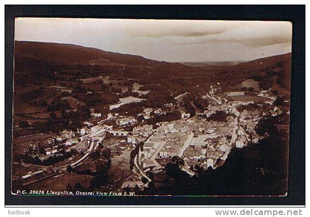 Early Real Photo Postcard Aerial General View Llangollen Denbigh Wales - Ref B138 - Denbighshire