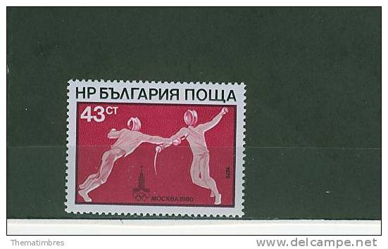 480N0042 Escrime Epee 2511 Bulgarie 1979 Neuf ** Jeux Olympiques De Moscou - Scherma