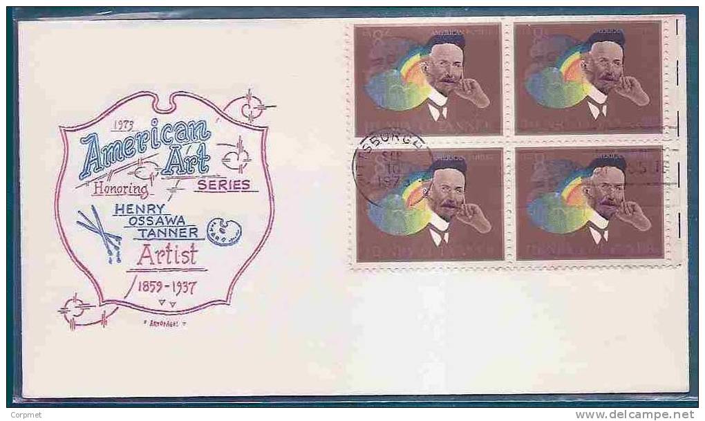 ART - PAINTERS - AMERICAN ART SERIES - VF 1973 FDC HENRY OSSAWA TANNER Block Of 4 - 1971-1980