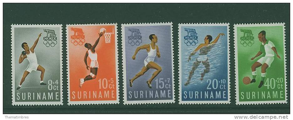 N0119 Poids Basketball Course A Pied Natation Football 336 à 340 Surinam 1960 Neuf ** Jeux Olympiques De Rome - Suriname ... - 1975