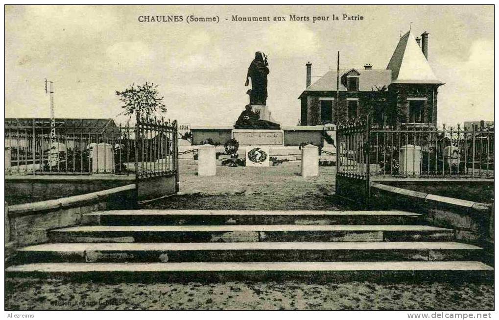 CPA 80:  CHAULNES  Le Monument           A VOIR !!!! - Chaulnes