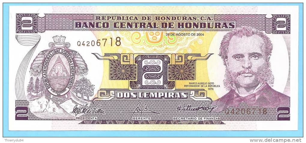 Honduras 2 Lempiras 2004 UNC Uncirculated Neuf Lempira Lampira Lampiras Centavo Centavos Cent - Honduras