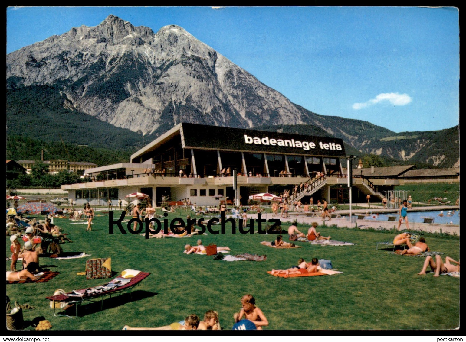 ÄLTERE POSTKARTE BADEANLAGE TELFS OZON-HALLEN- UND FREIBAD Österreich Austria Schwimmbad Piscine Swimming Pool Bad Bath - Telfs