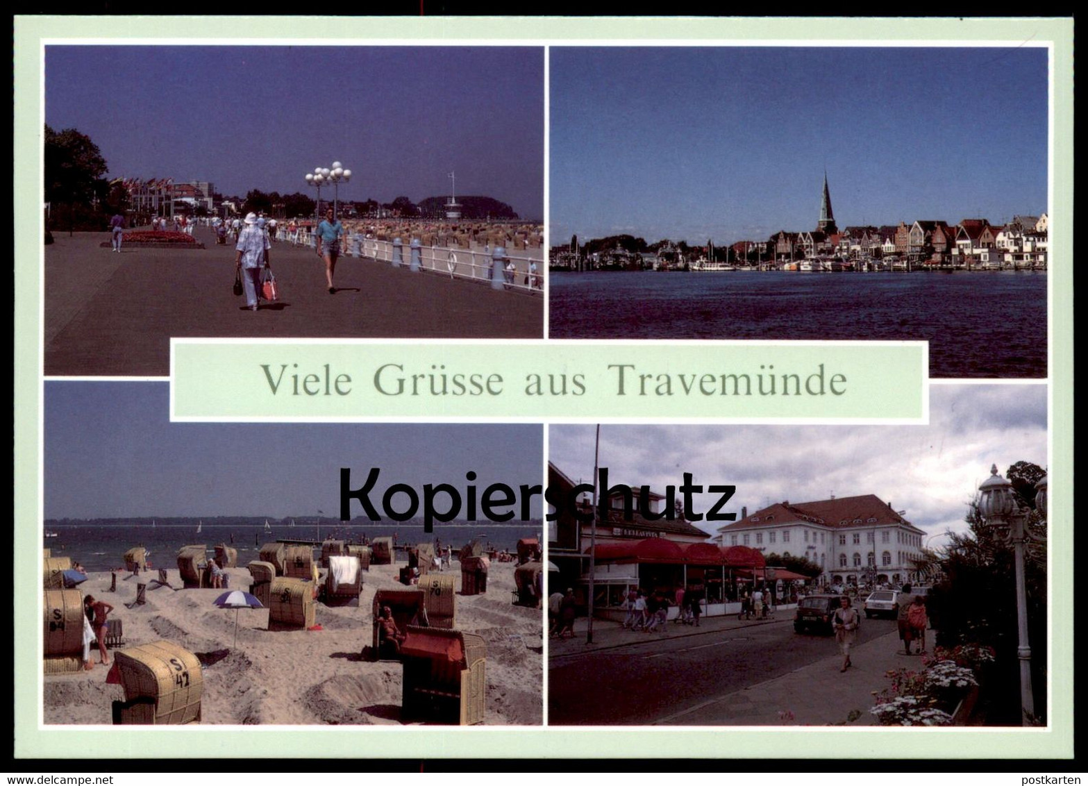 ÄLTERE POSTKARTE VIELE GRÜSSE AUS TRAVEMÜNDE PROMENADE PRIWALL STRAND CASINO OPEL KADETT BMW MINI COOPER Auto Car - Luebeck-Travemuende