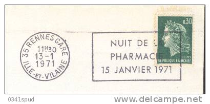 1971 France 35 Rennes Pharmacie  Pharmacy  Farmacia Sur Lettre éntiere - Apotheek