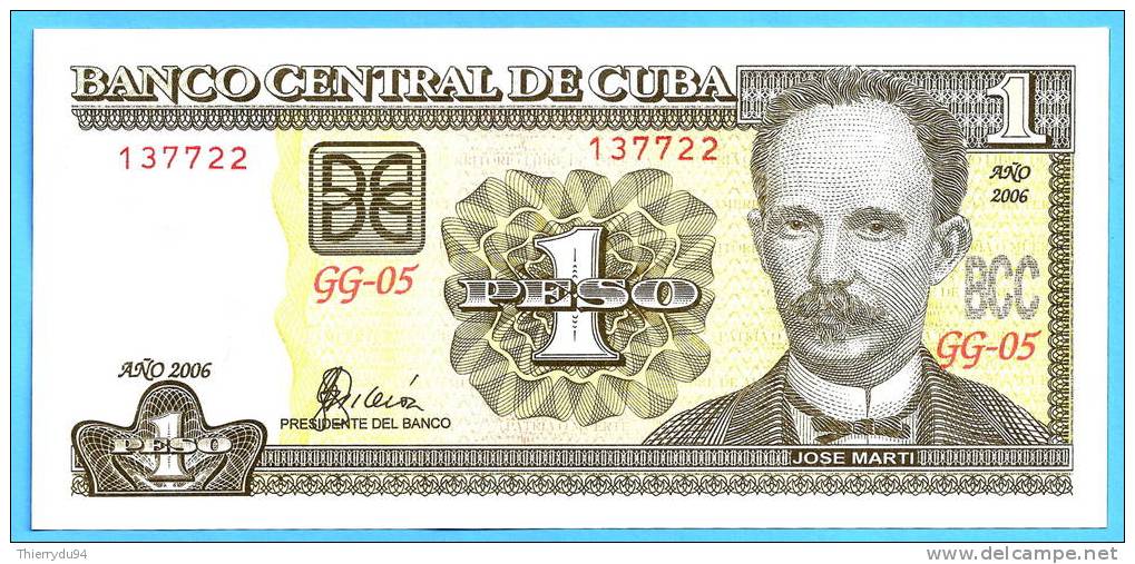 Cuba 1 Peso 2006 UNC Jose Marti Kuba 2006 Pesos Neuf Non Circulé. - Cuba