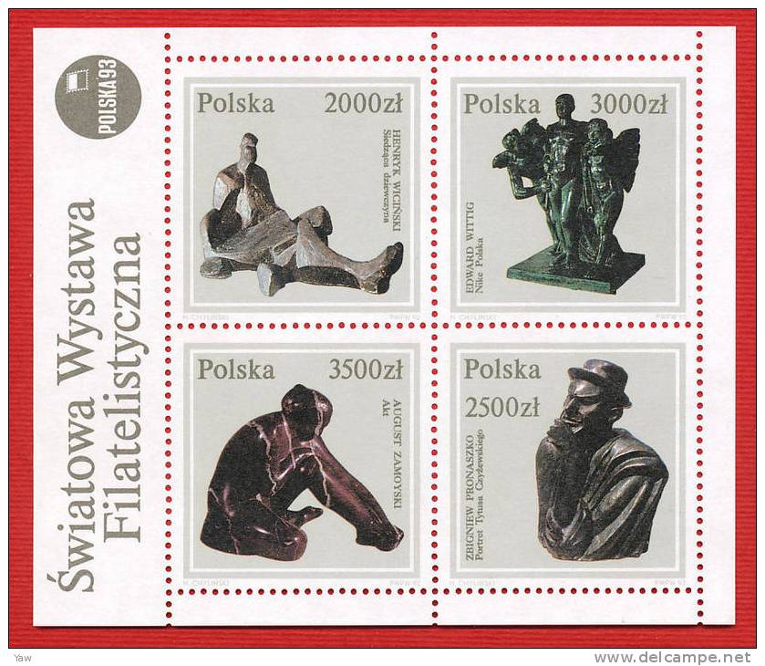 POLONIA  1992  SCULTURE DEL MUSEO NAZIONALE DI VARSAVIA. BF YT 129 MNH** - Blocks & Sheetlets & Panes