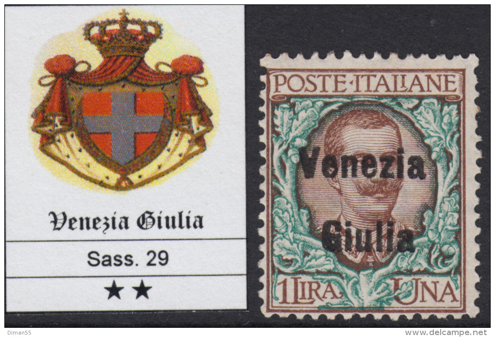 ITALIA - VENEZIA GIULIA - N.29  - Cat.350 Euro  - Con CERTIFICATO  - MNH** - Gomma Integra - Vénétie Julienne