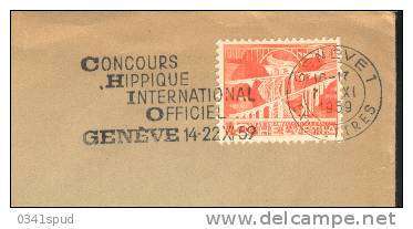 1959 Suisse Geneve Concours Hippique Concorso Ippico Horse Show Sur Enveloppe - Hippisme