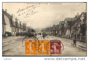 "HAGONDANCE - Rue Maréchal Foch" (1922) - Ed. Ch. Bergeret Strasbourg - Hagondange