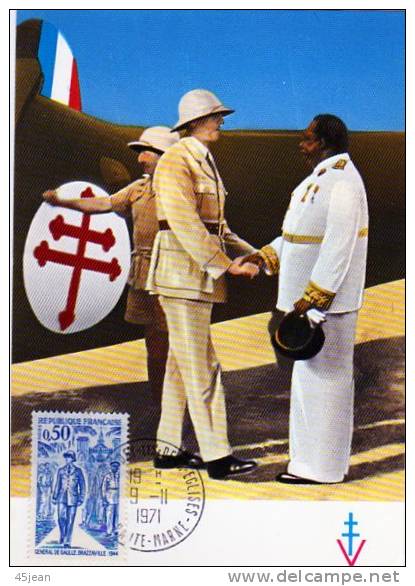 France: 1971 Très Belle CM Général De Gaulle à Brazzaville, Oblit Colombey , TB** - De Gaulle (General)