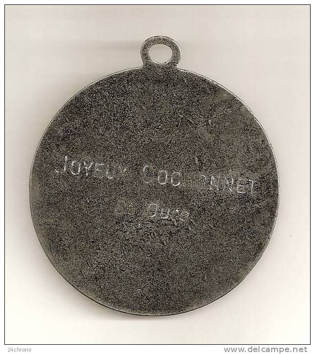 Petanque: Medaille Avec Joueur De Boules, Au Dos, Joyeux Cochonnet, Saint Ours (08-1755) - Bowls - Pétanque