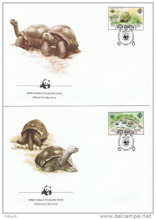 SY Z Äußere Seychellen 1985 Mi 104-07 FDC Naturschutz: Riesenschildkröte - Seychelles (1976-...)