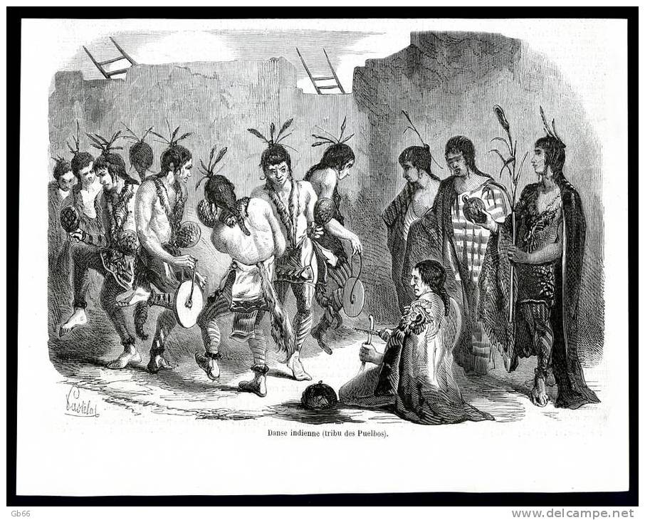 Danse Indienne (tribu Des Puelbos)   1858    Gravure - Collections