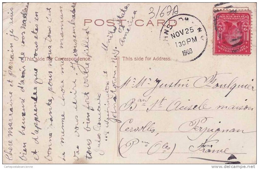 US THANKSGIVING GREETINGS Turkey Publish: SANDER 502- Send 25.11.1908 FOULQUIER Maison Cervolles PERPIGNAN - 3167A - Giorno Del Ringraziamento