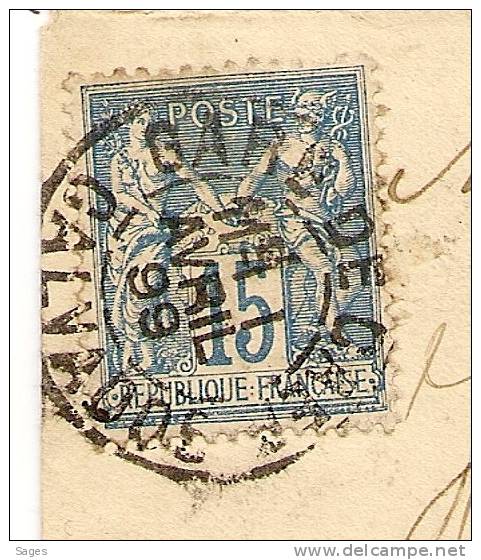 Lettre SAGE Gare De CAEN, Calvados ! - 1877-1920: Periodo Semi Moderno