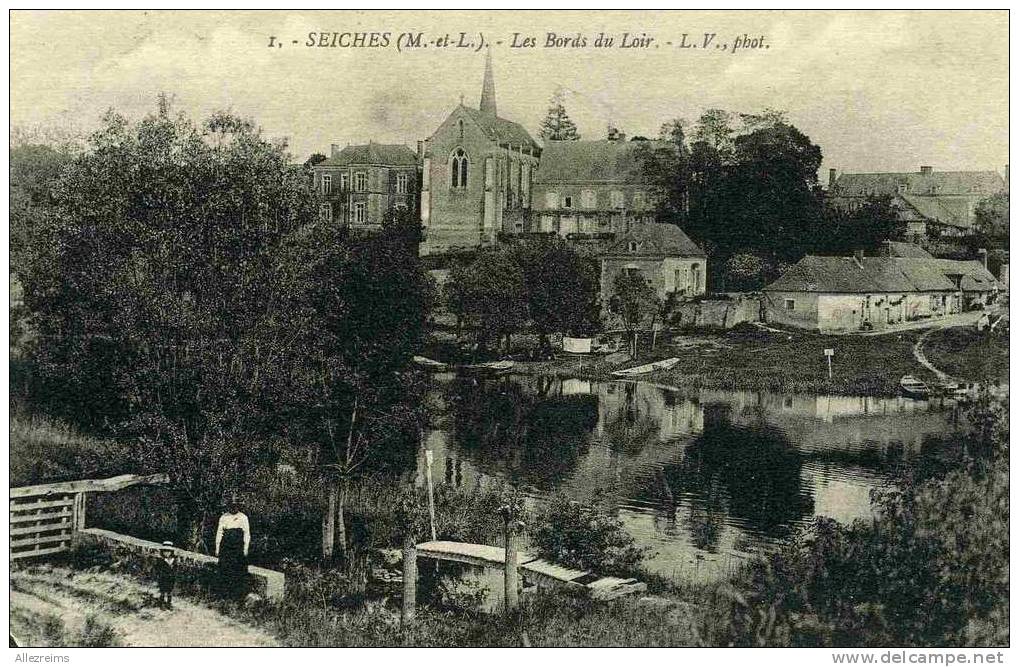 CPA 49 : SEICHES   Les Bords Du Loir  A VOIR !!!!! - Seiches Sur Le Loir