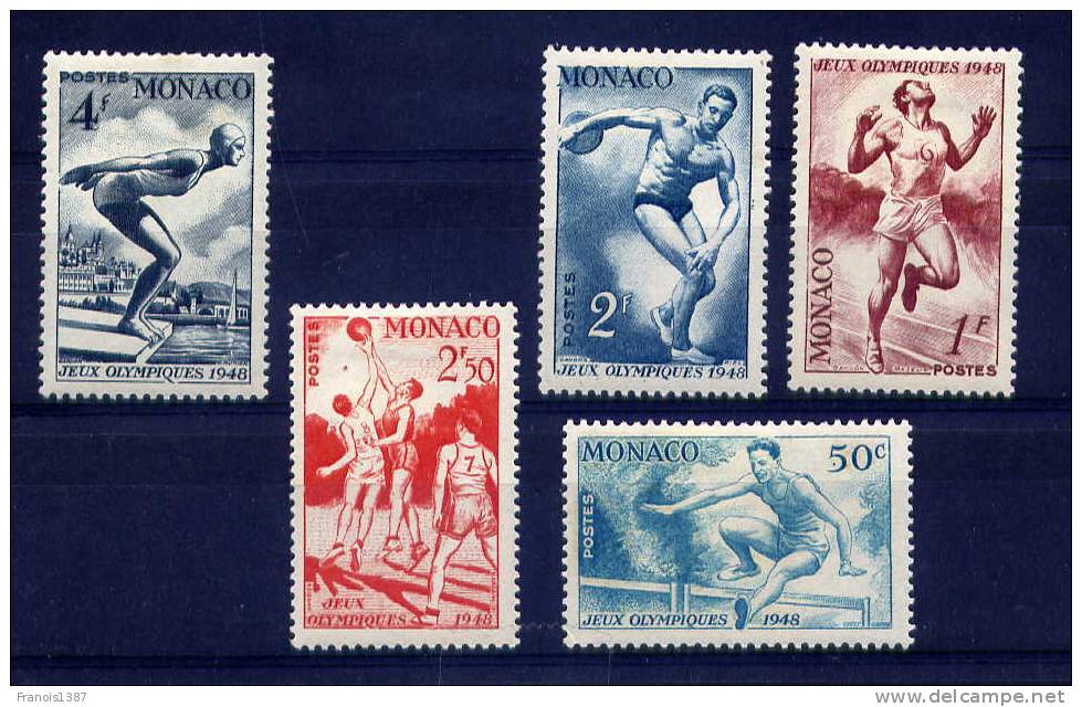 MONACO - 1948 - Jeux Olympiques De Londres - Disciplines - La Série 319 à 323  * - Unused Stamps