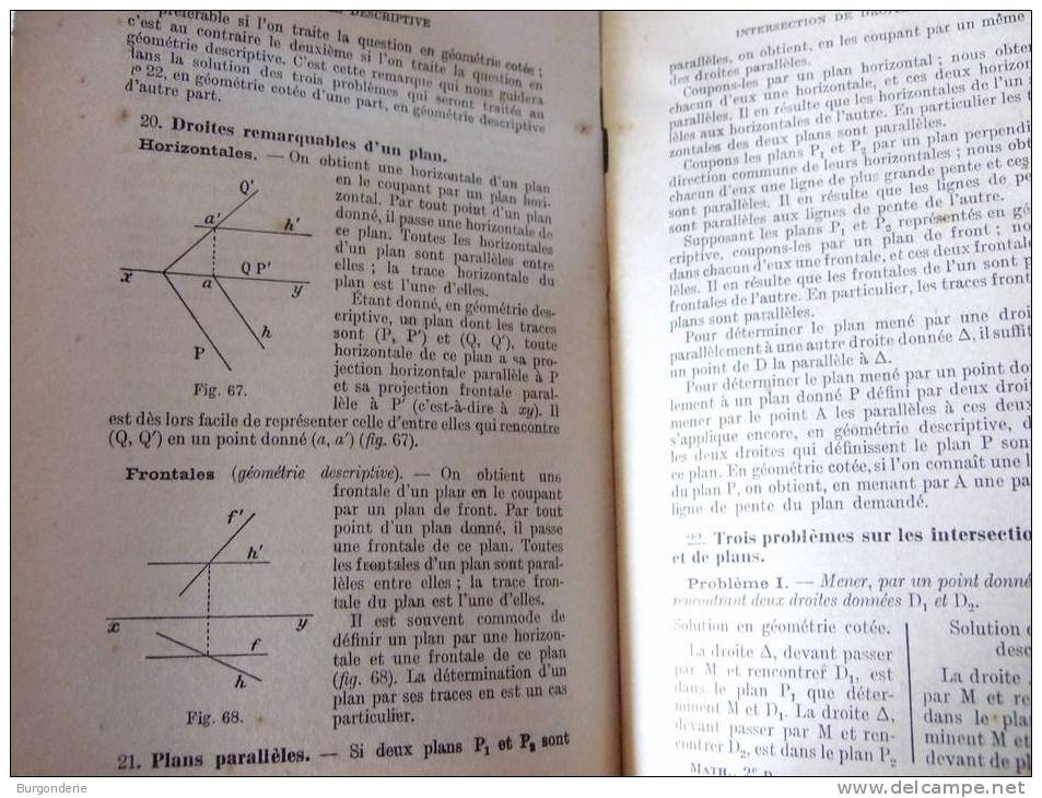 GEOMETRIE DESCRIPTIVE (à L´usage Des élèves De La Classe De Mathématiques)/ A. BENOIT/ VUIBERT/ 1944 - 12-18 Ans