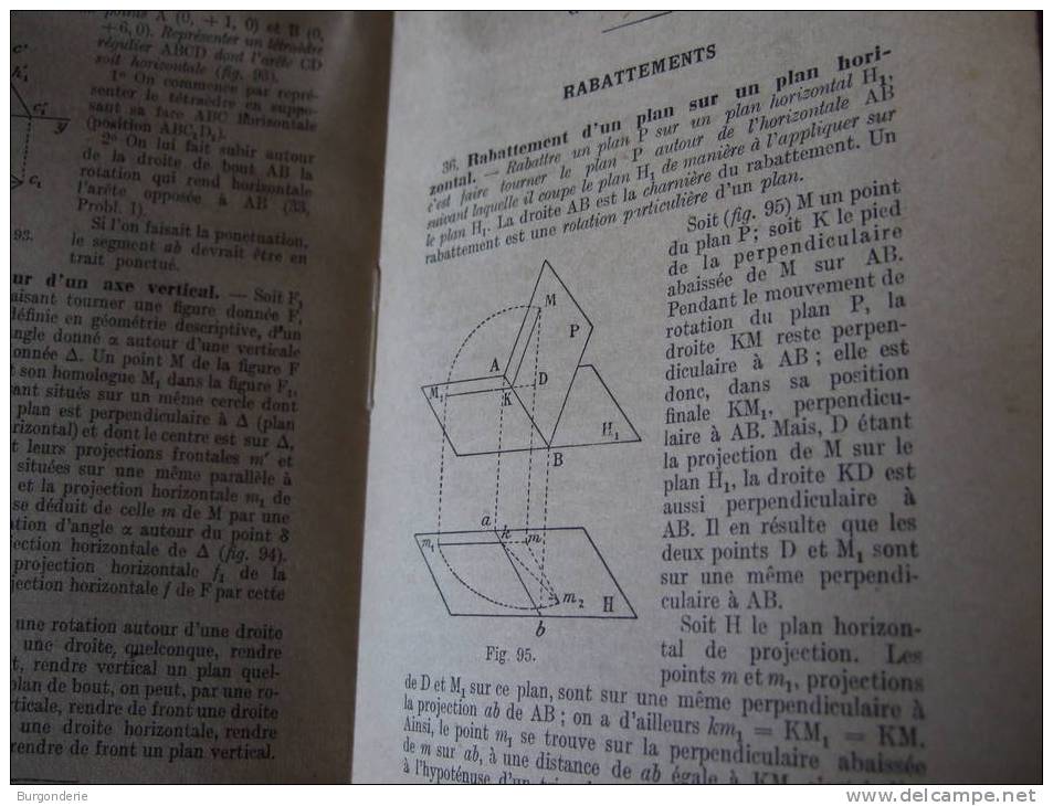 GEOMETRIE DESCRIPTIVE (à L´usage Des élèves De La Classe De Mathématiques)/ A. BENOIT/ VUIBERT/ 1944 - 12-18 Ans