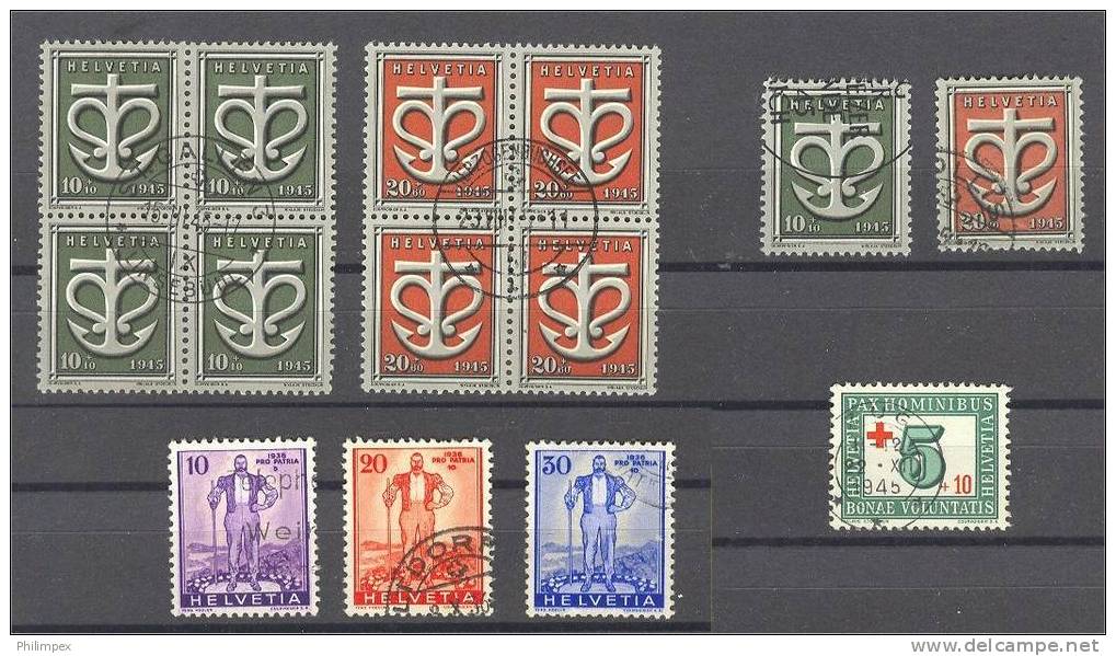 SWITZERLAND, GOOD GROUP SEMIPOSTALS 1936-48 USED - Collections