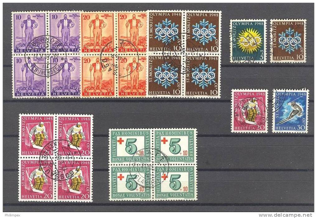 SWITZERLAND, GOOD GROUP SEMIPOSTALS 1936-48 USED - Collections