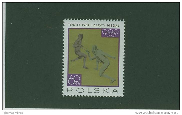 64N0120 Escrime Medaille 1475 Pologne 1965 Neuf ** Jeux Olympiques De Tokyo - Fencing