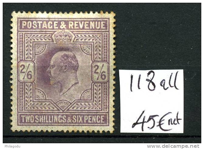 G.B. 1902    Yv: 118+   2/6 Sh      Stain On Perforations     Dents Rouillées - Ongebruikt