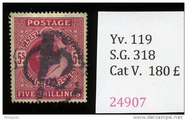 G.B. 1902   5 Shillings     Yv: 119 Ø       Gibbons  318     Cote 180 Pounds  Bon Centrage - Used Stamps