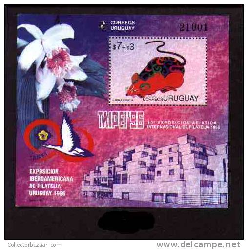 URUGUAY STAMP MNH  Chinesse Calendar Year Of The Rat Taipei '96 Intl. Philatelic Exhibition. - Roedores