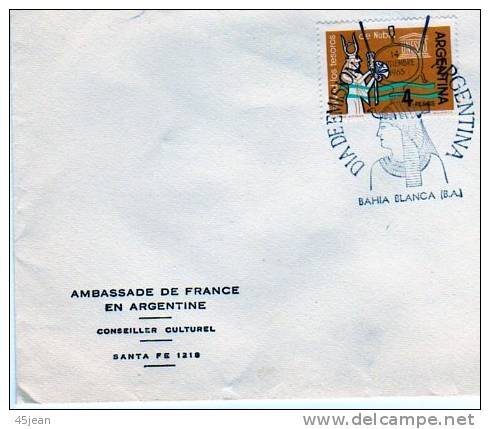 Argentine: 1963 Lettre De L'ambassade De France Avec Timbre Et Oblitération Sauvegarde Des Monuments De Nubie Egypte - Egyptologie