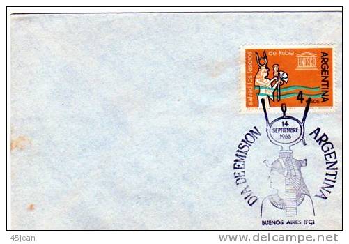 Argentine: 1963 Petite Fdc , Sauvegarde Des Monuments De Nubie EGYPTE - Egyptologie