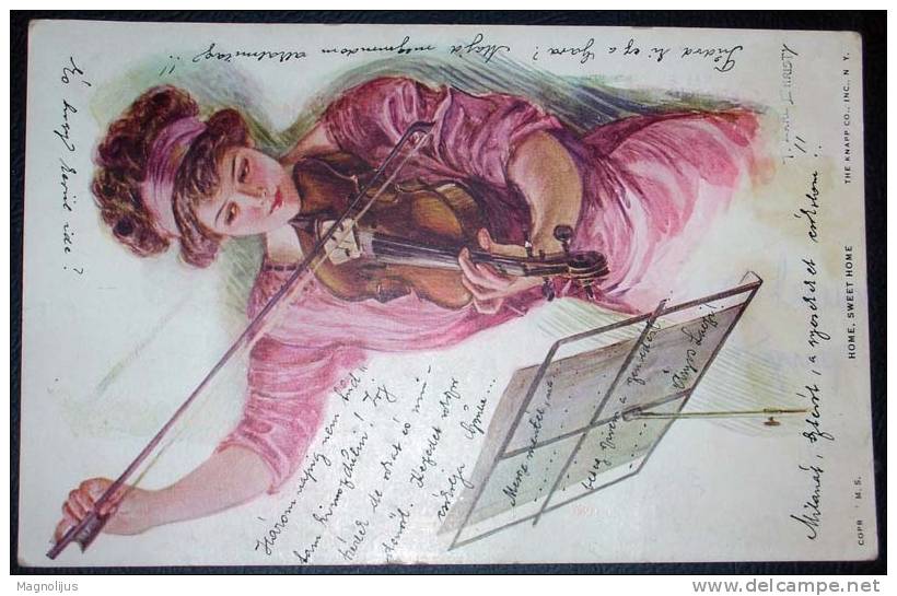 Lady,Woman,Girl,Music,Instrument,Violine,Signatured,Christy,vintage Postcard - Musik Und Musikanten