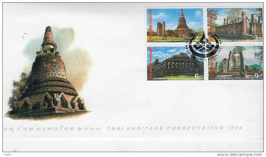 HERITAGE CULTUREL ET MONUMENTS 1996 FDC THAILANDE BOUDDHISME - Bouddhisme