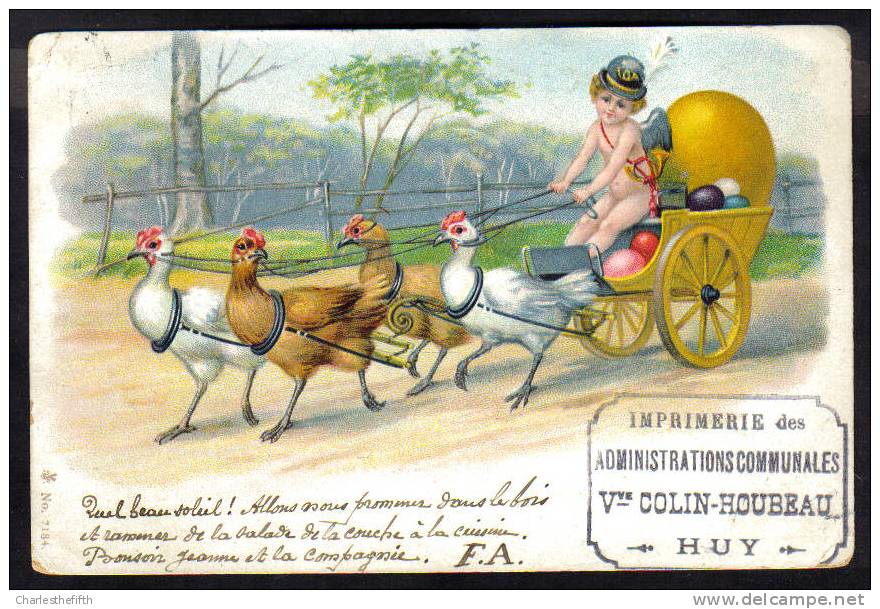 1901 SUPER !! - ENFANT - ANGE - FACTEUR - AVEC ATTELAGE POULES - GIRL - ANGEL - POSTMAN - WITH CHICKEN !!! - Autres & Non Classés