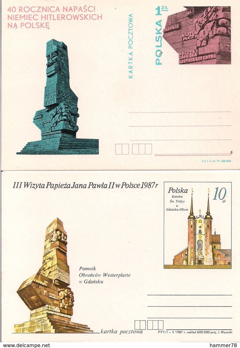 POLAND 1979-87 Cp 523 & 955, 40th ANNIVERSARY OF GERMAN INVASION, WESTERPLATTE 2mint - Unused Stamps