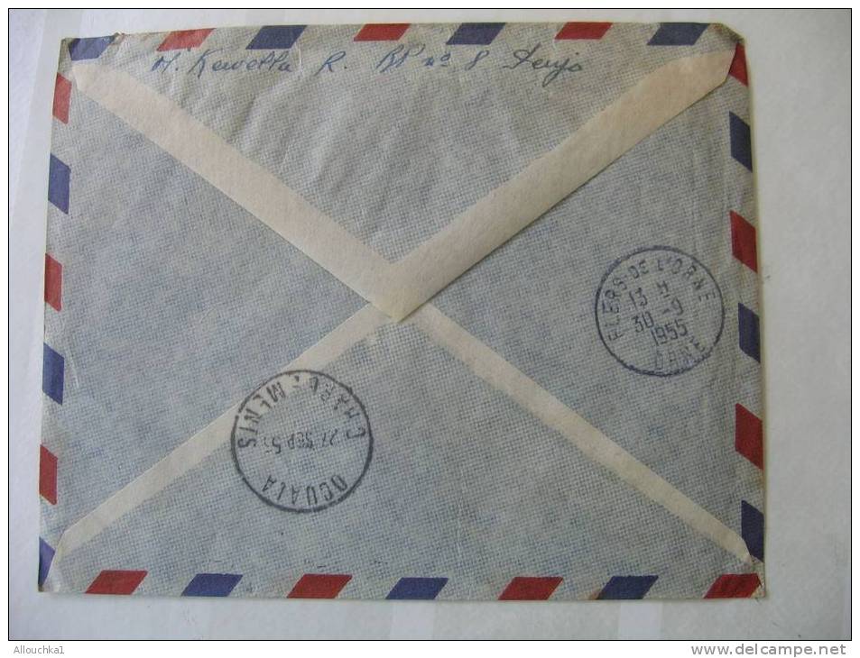 1955 MARCOPHILIE LETTRE:DU CAMEROUN FRANCAIS:PENJA RECOMMANDE 775 DOUALA CHARGEMENT PAR AVION:FLERS DE L'ORNE  / FRANCE - Covers & Documents