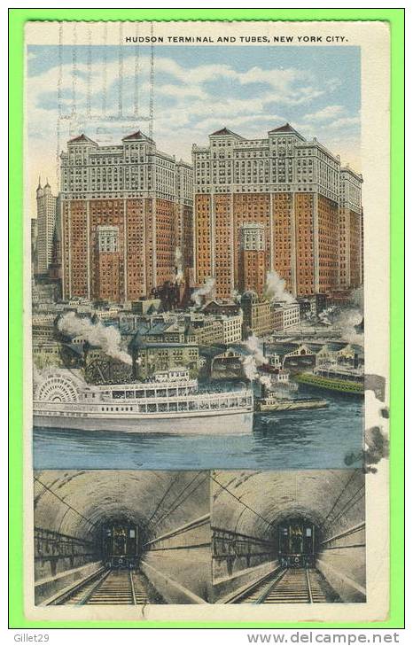 NEW YORK CITY, NY  - HUDSON TERMINAL AND TUBES - CARD TRAVEL IN 1919 - - Bruggen En Tunnels