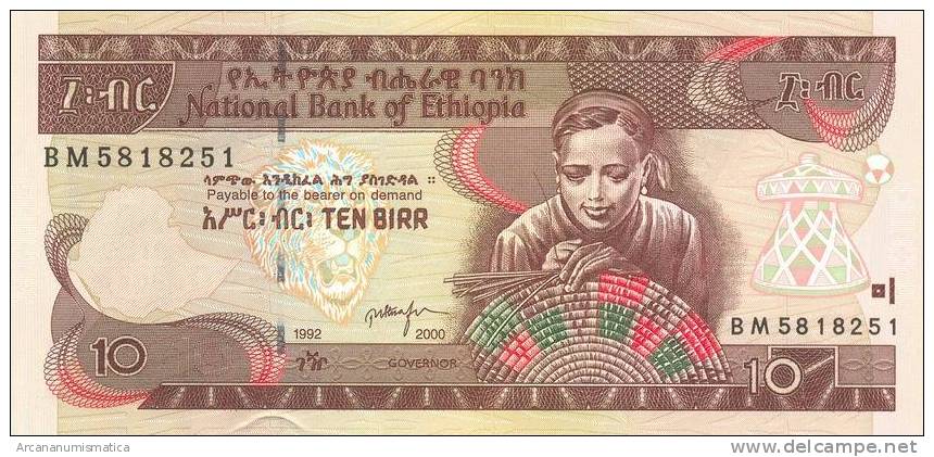 ETHIOPIA   10  BIRR  1992/2000  KM#48b  PLANCHA/UNC/SC    DL-6138 - Ethiopië