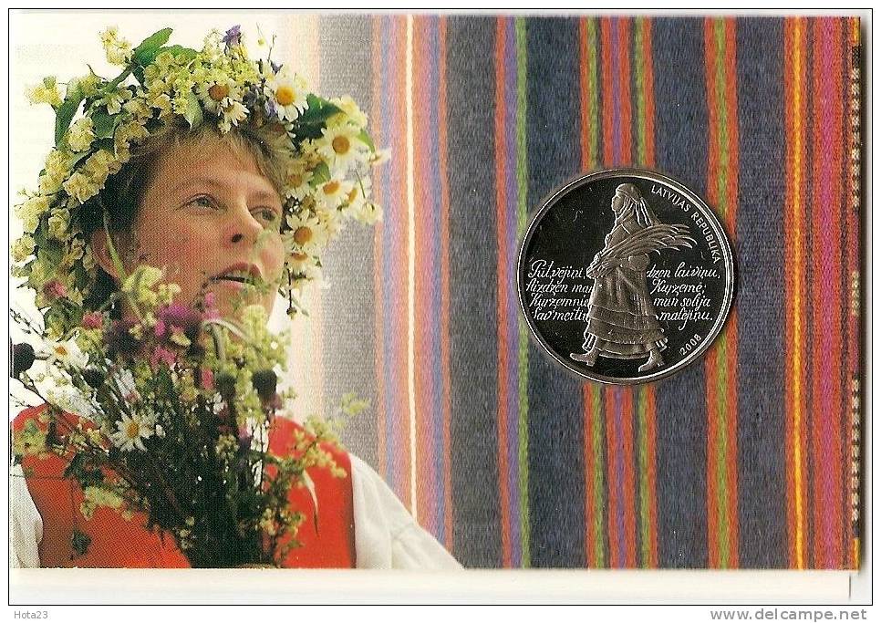 Latvia 2008 - 1 Lats   Coin - SONG FESTIVAL - National Costume - BU CU /NI - Lettonie