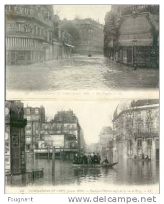 FRANCE:1910:PARIS:INONDAT   IONS:2  Cartes:1:Rue Pasquier.2:Boulevard Diderot Angle De La Rue De Bercy.non écrites. - Inondations