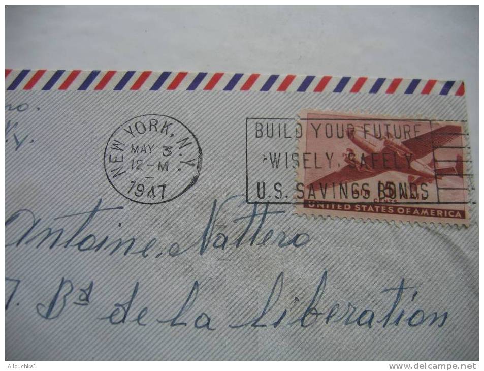 Timbres / Amérique / Etats-Unis / 1941-50 / Lettres & Documents : NEW-YORK/ MARSEILLE  / AIR MAIL - 2c. 1941-1960 Covers