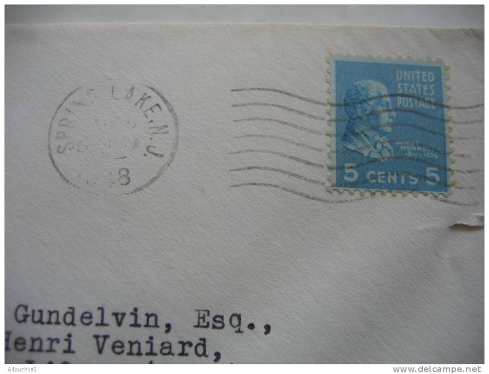 1948 MARCOPHILIE LETTRE DES ETATS UNIS:SPRING-LAKE N.J. POUR FLERS DE L'ORNE 61 FRANCE AIR MAIL - Covers & Documents