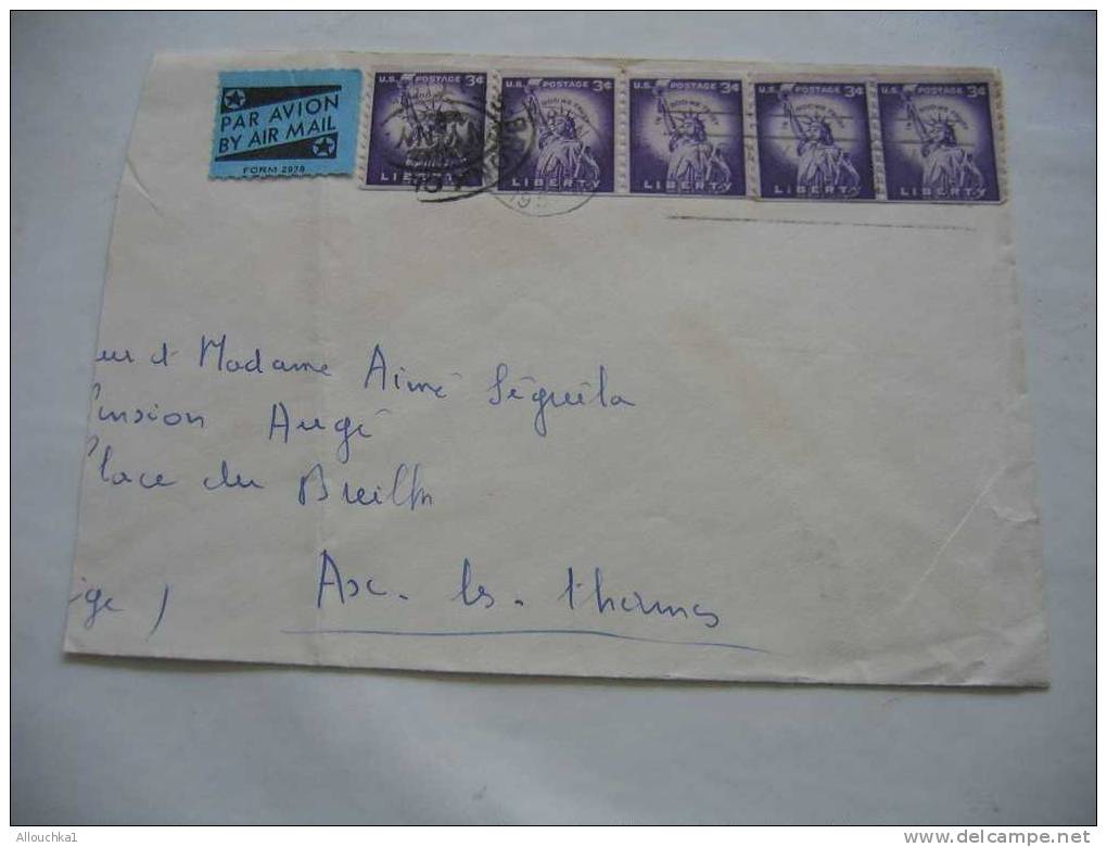 1957 MARCOPHILIE LETTRE DES ETATS UNIS:NEW-YORK POUR AX-LES-THERMES ARIEGE 09  FRANCE AIR MAIL - Covers & Documents