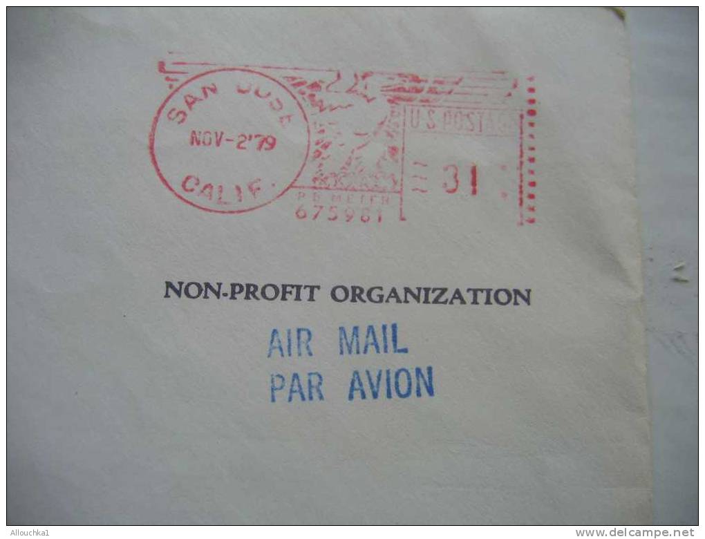 1979 MARCOPHILIE LETTRE DES ETATS UNIS:SAN -JOSE CALIF  POUR NARBONNE AUDE 11 / FRANCE  AIR MAIL - Machine Labels [ATM]